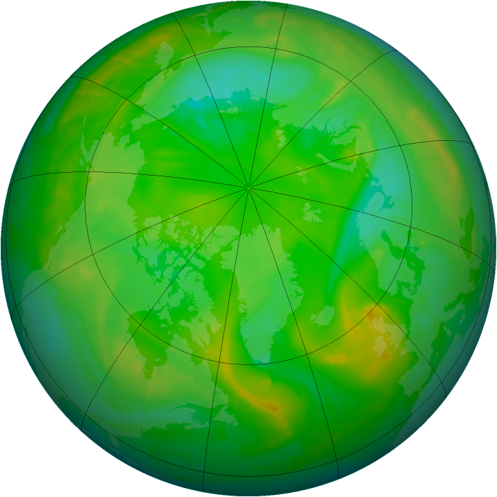 Arctic ozone map for 16 July 2010